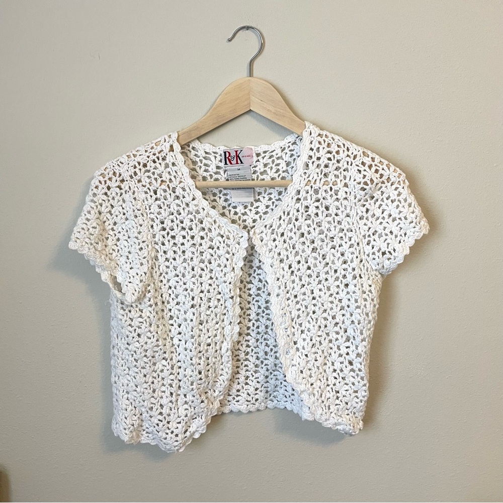R&K Originals -  White Crochet Cardigan/Sweater - Size M